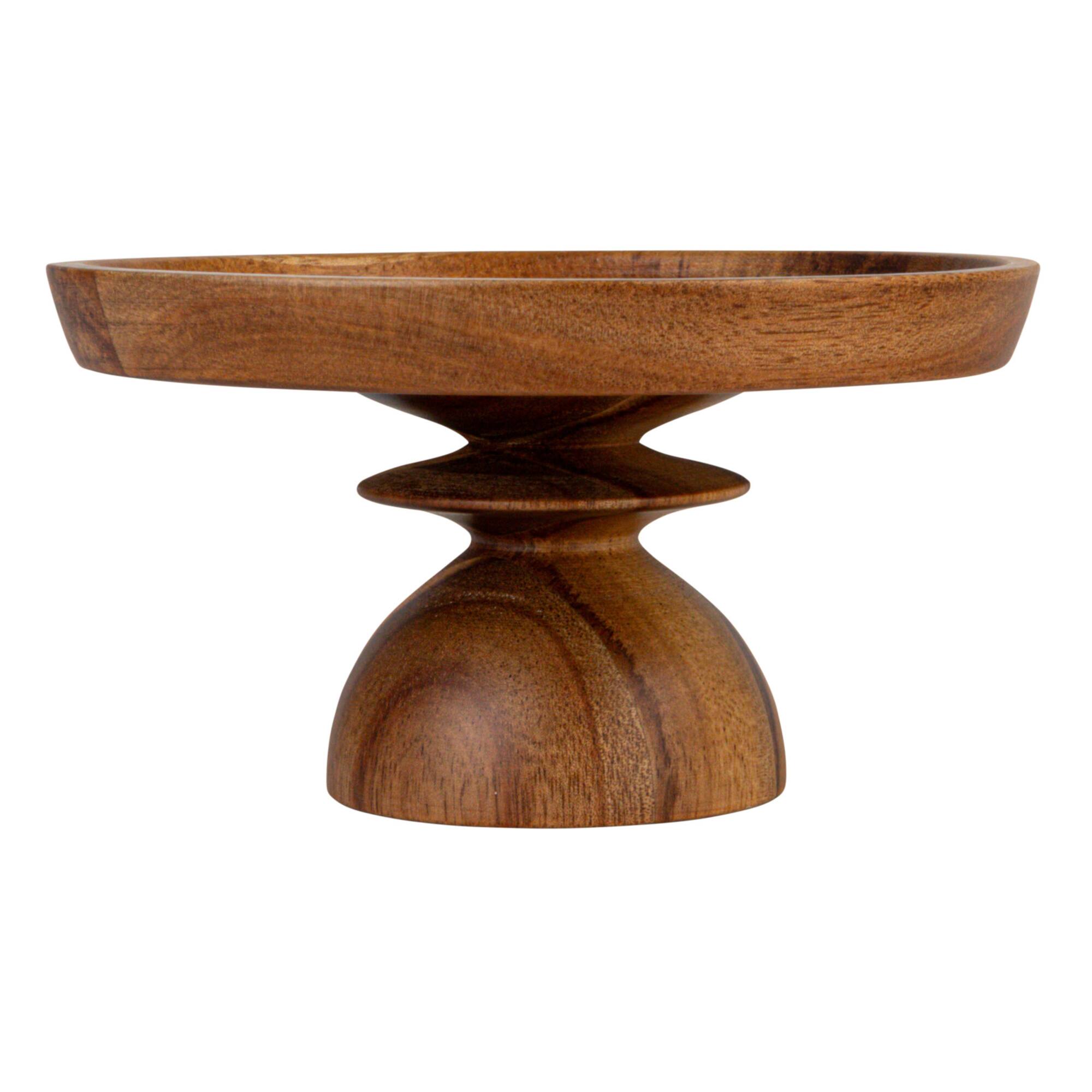 Hello Honey® 5.75" White & Natural Acacia Wood Enhanced Stoneware Serving Set